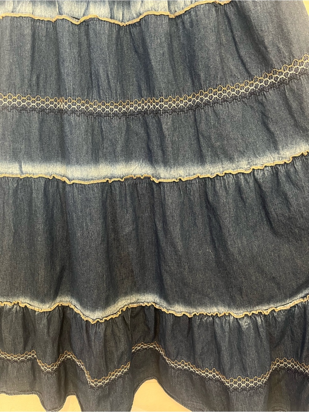 100% Cotton Tiered Denim Y2K Maxi Skirt - Picture 4 of 7